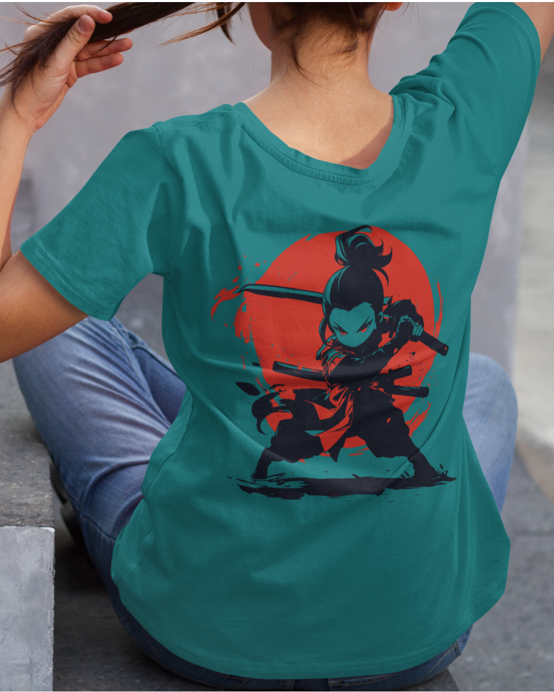 Women's "Warrior Kid" Back Printed Tshirt | Available in 4 Colors