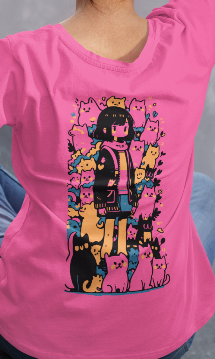Women's "Cats" Back Printed T-Shirt | Available in 5 Colors