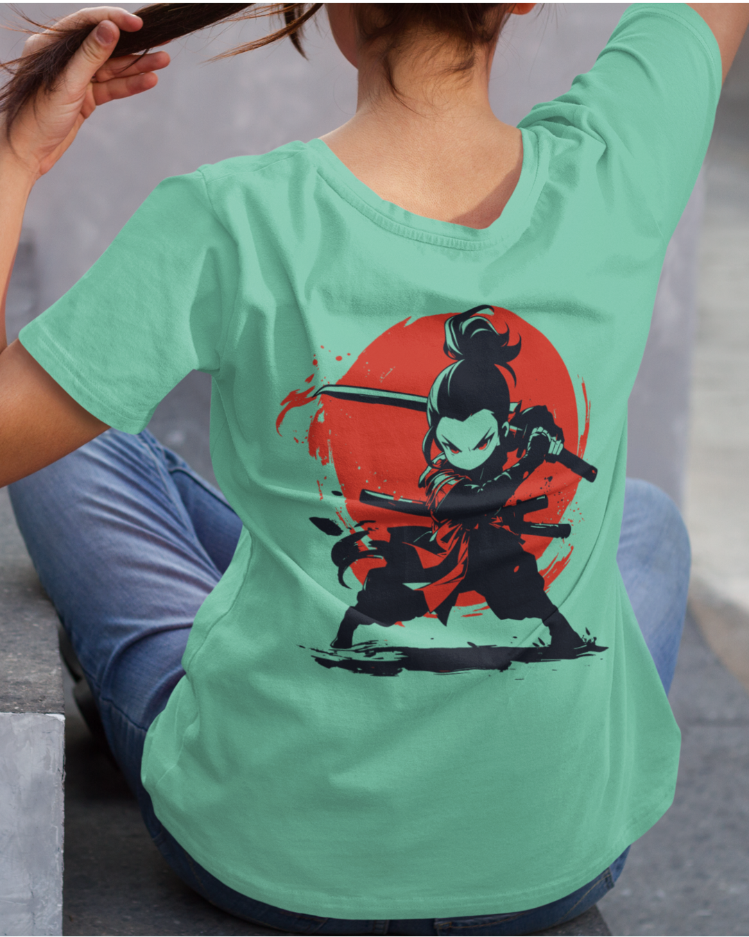 Women's "Warrior Kid" Back Printed Tshirt | Available in 4 Colors