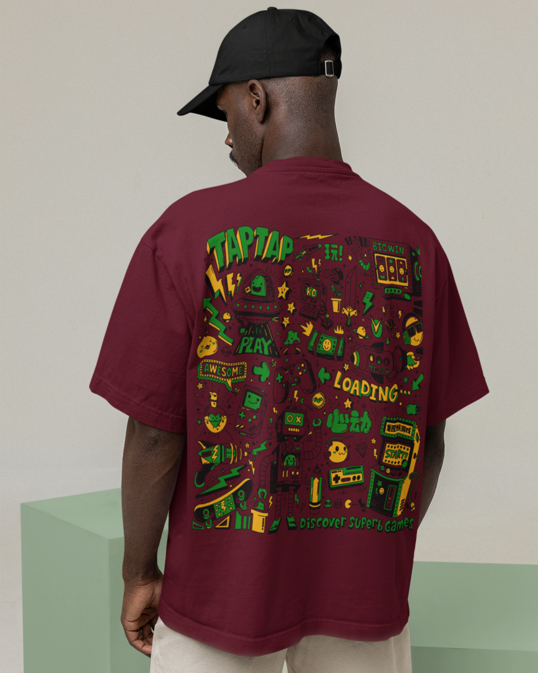 Men's "Tap Tap Gaming" Printed Oversized T-shirt | Available in 2 Colors