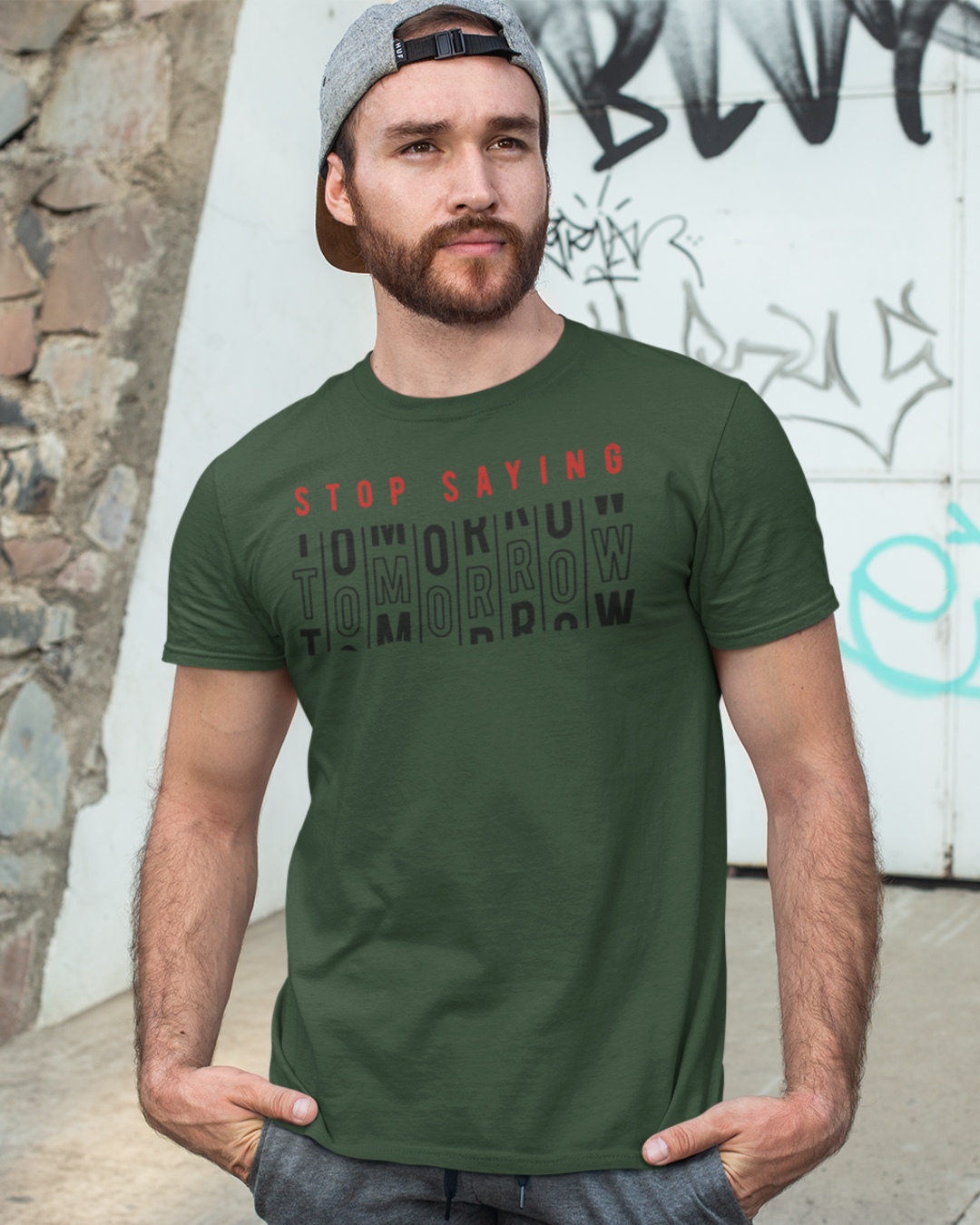 Men’s Regular Fit Cotton T-Shirt| Stop Saying Tomorrow | The Mirai