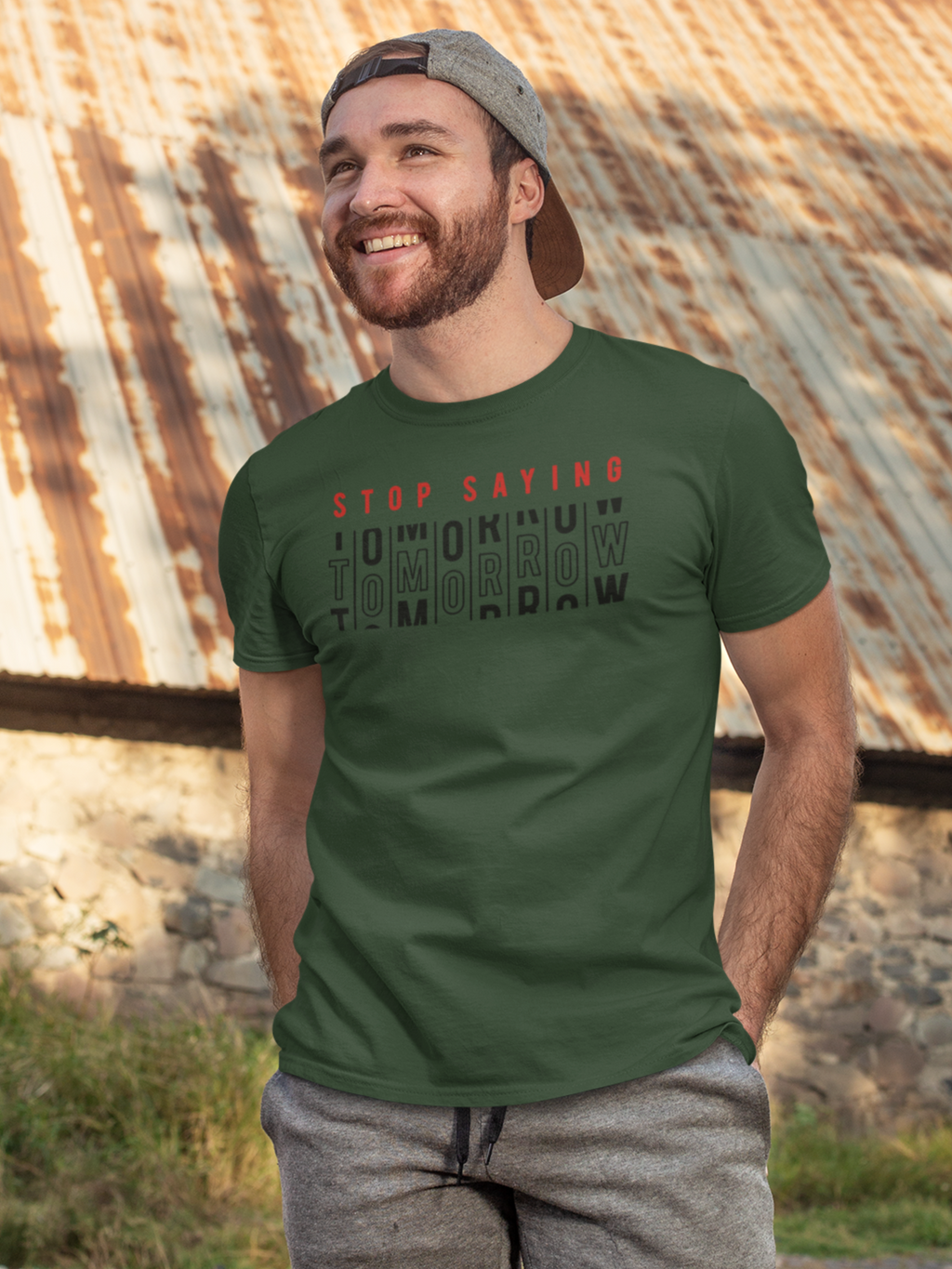 Men’s Regular Fit Cotton T-Shirt| Stop Saying Tomorrow | The Mirai