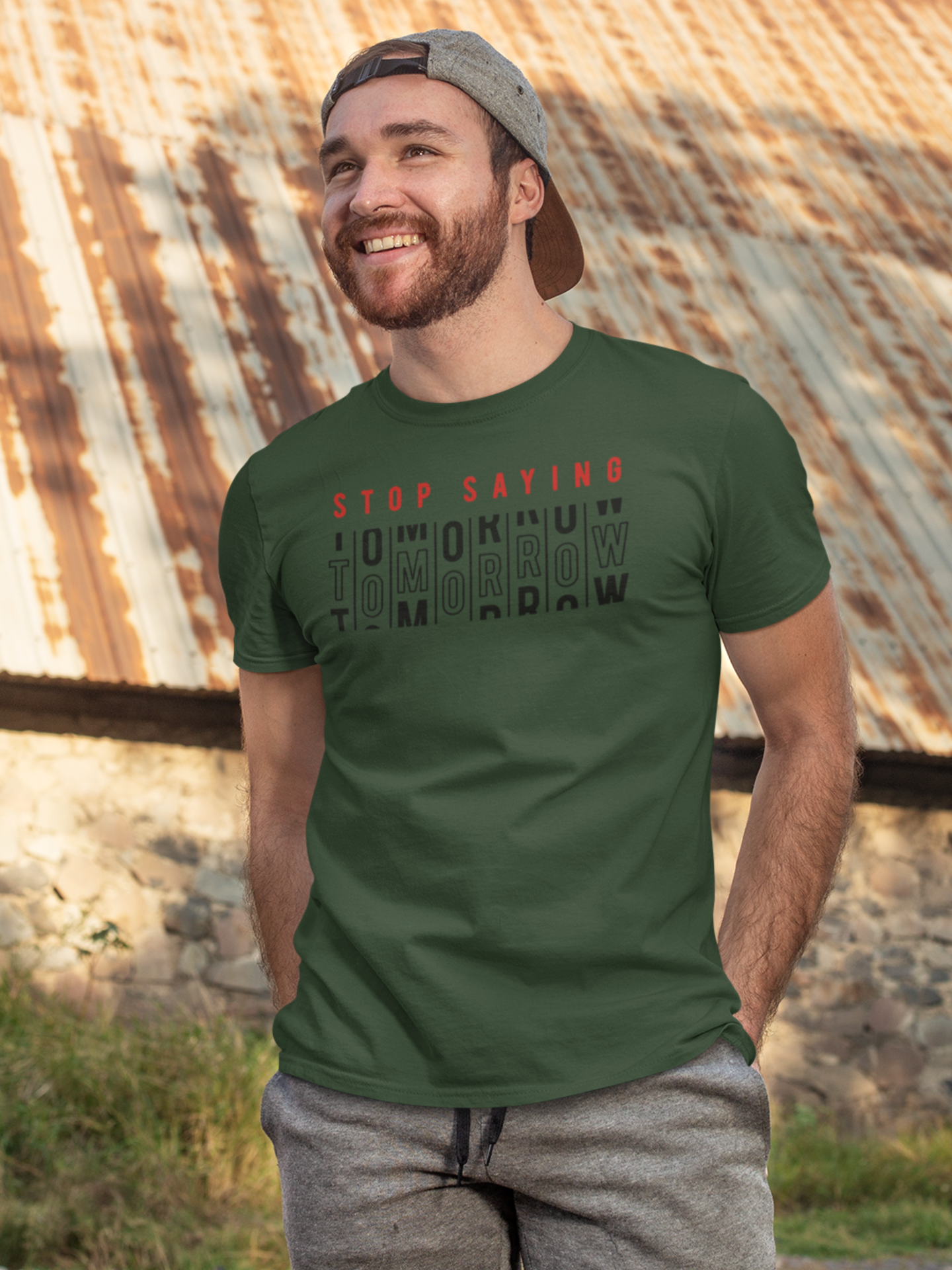 Men’s Regular Fit Cotton T-Shirt| Stop Saying Tomorrow | The Mirai