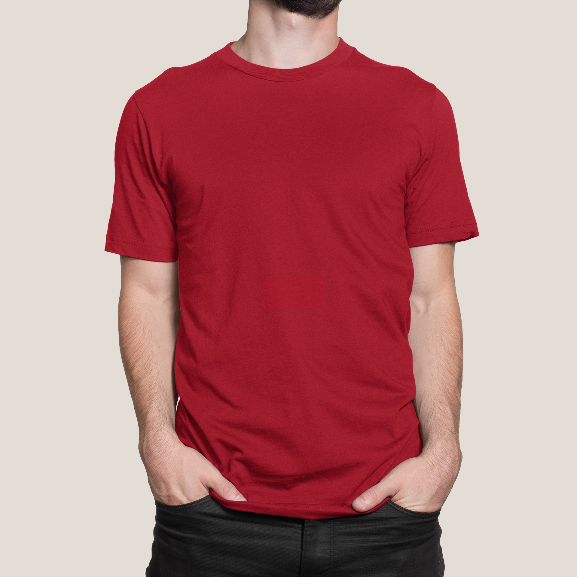 Men's Red Plain T-Shirt