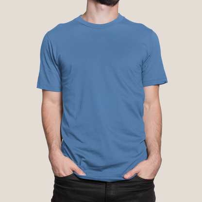 Men's Steel Blue Plain T-Shirt