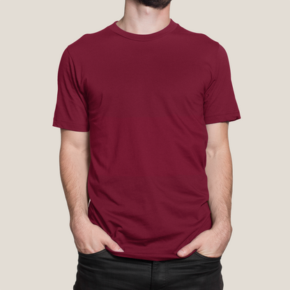 Men's Maroon Plain T-Shirt