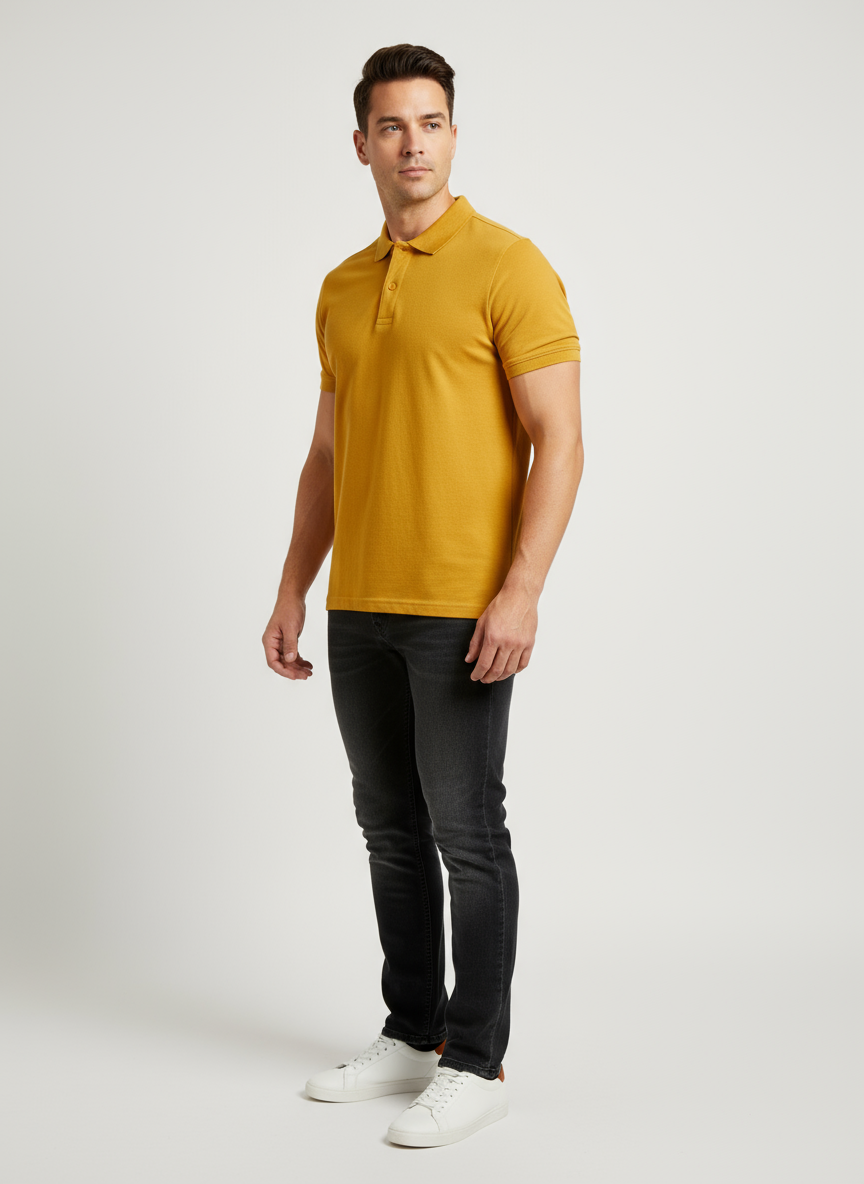 Men's Solid Polo T-Shirt | Mustard | The Mirai