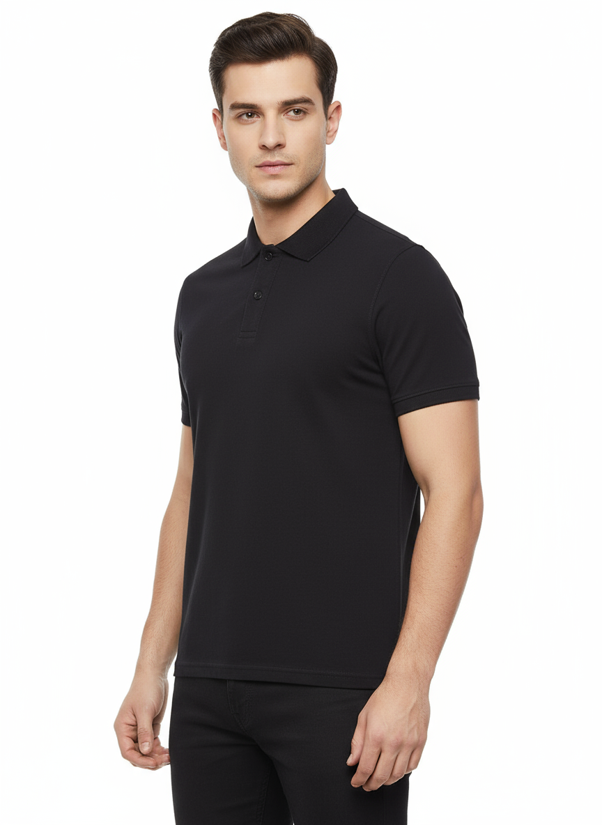 Men's Solid Polo T-Shirt | Black | The Mirai