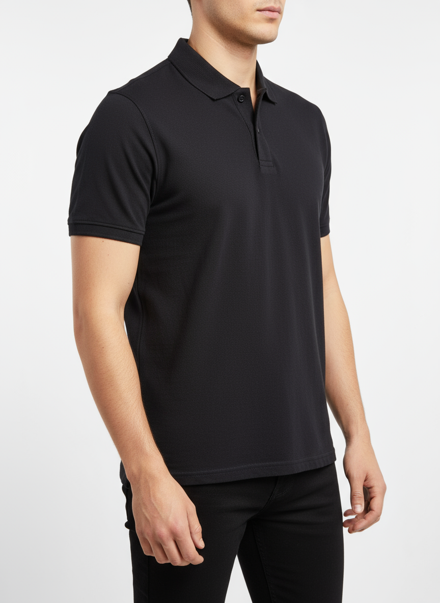 Men's Solid Polo T-Shirt | Black | The Mirai