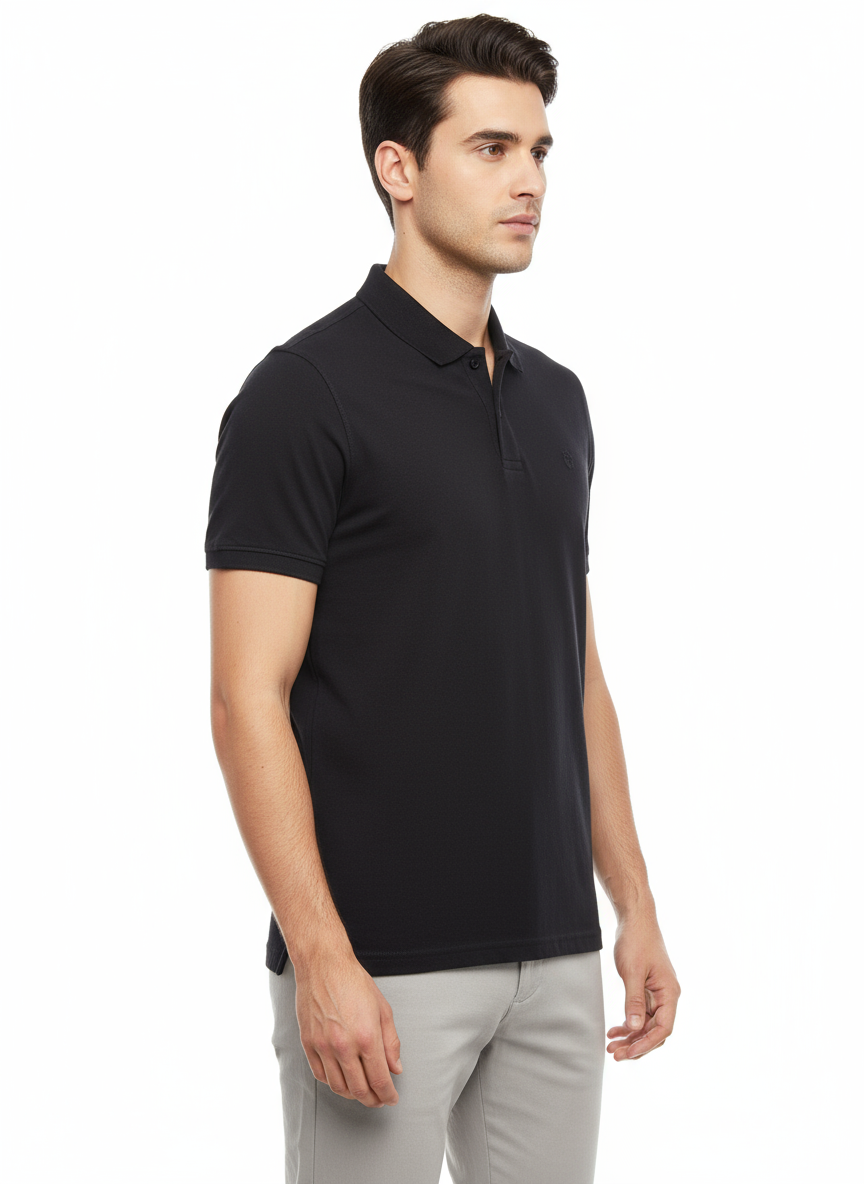 Men's Solid Polo T-Shirt | Black | The Mirai