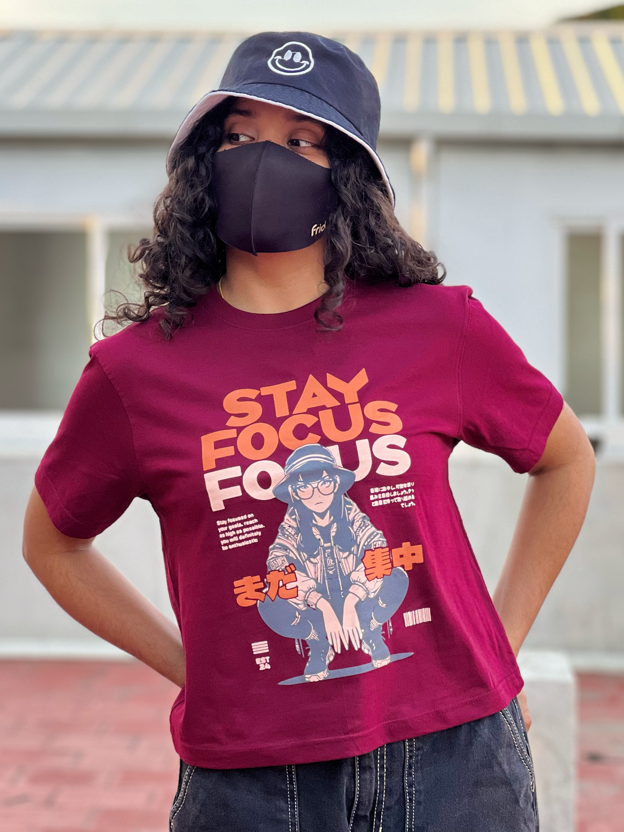 Women's "Stay Focus" Printed Boxy T-Shirt | Available in 3 colors