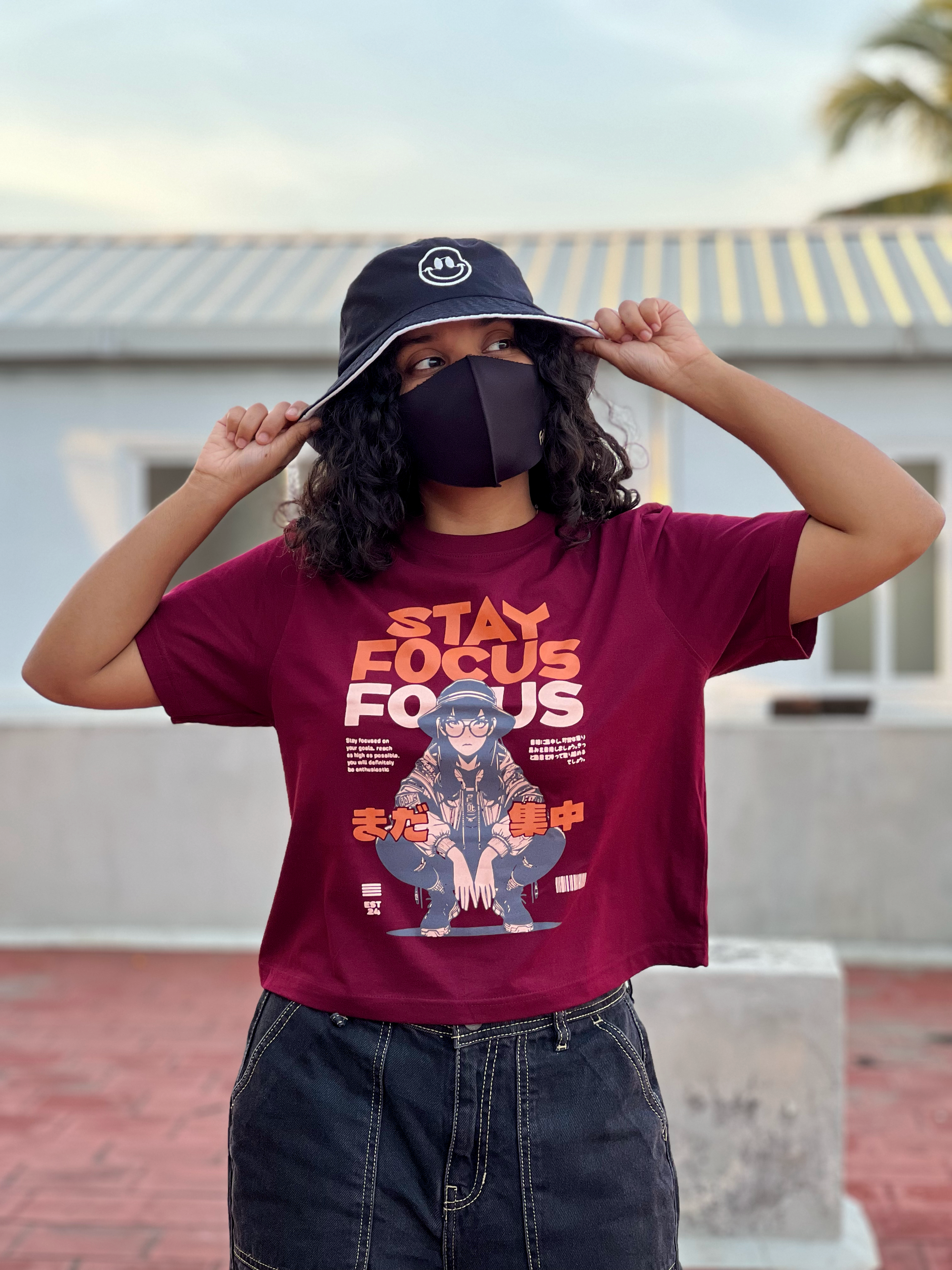 Women's "Stay Focus" Printed Boxy T-Shirt | Available in 3 colors