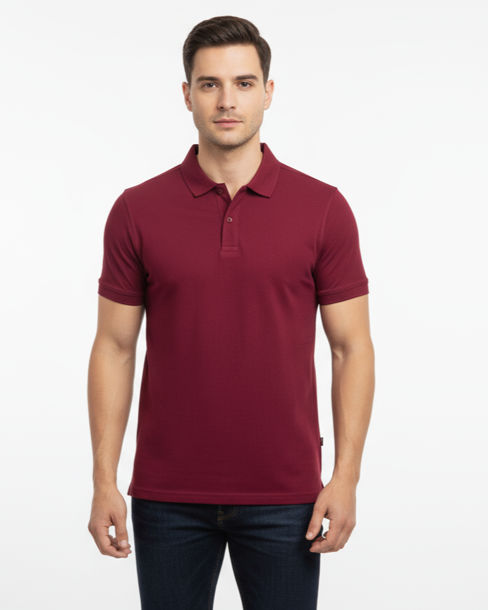 Men's Solid Polo T-Shirt | Maroon | The Mirai