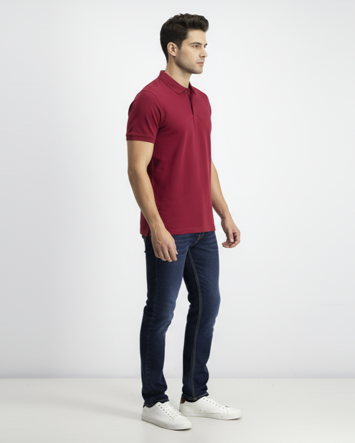 Men's Solid Polo T-Shirt | Maroon | The Mirai