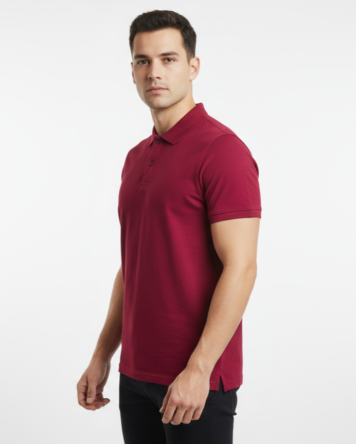 Men's Solid Polo T-Shirt | Maroon | The Mirai