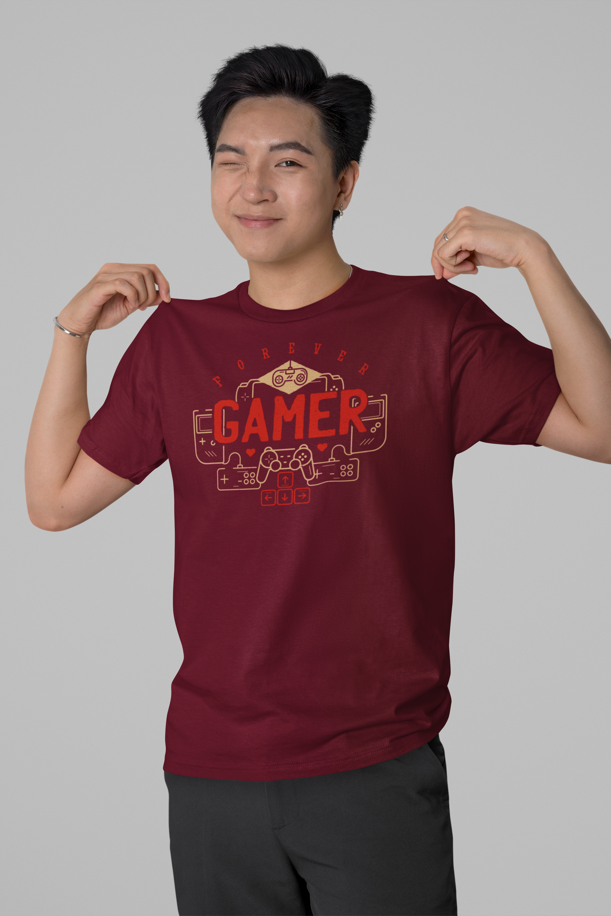 Men’s Regular Fit Cotton T-Shirt| Forever Gamer | The Mirai
