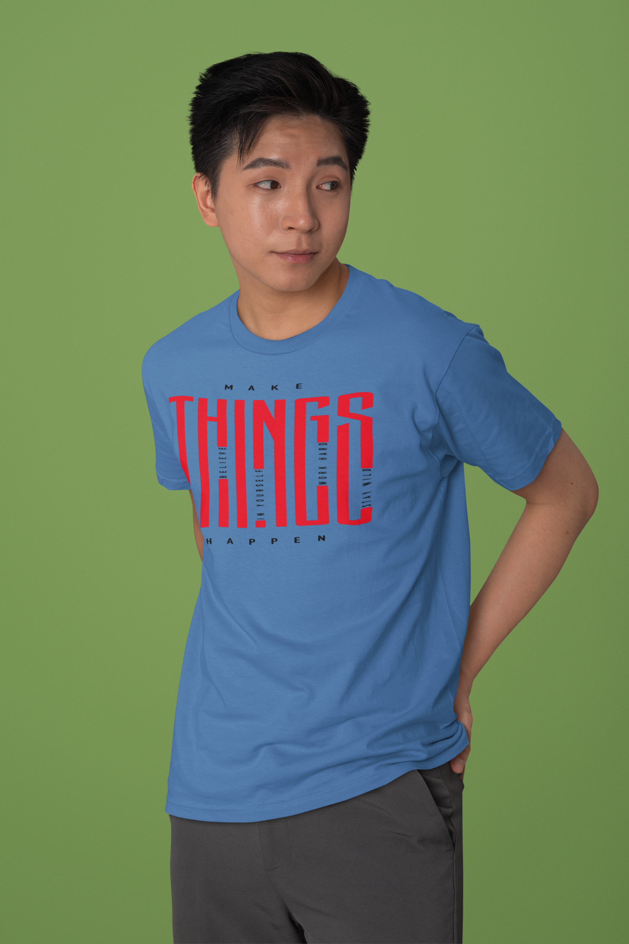 Men’s Regular Fit Cotton T-Shirt| Make Things Happen | The Mirai