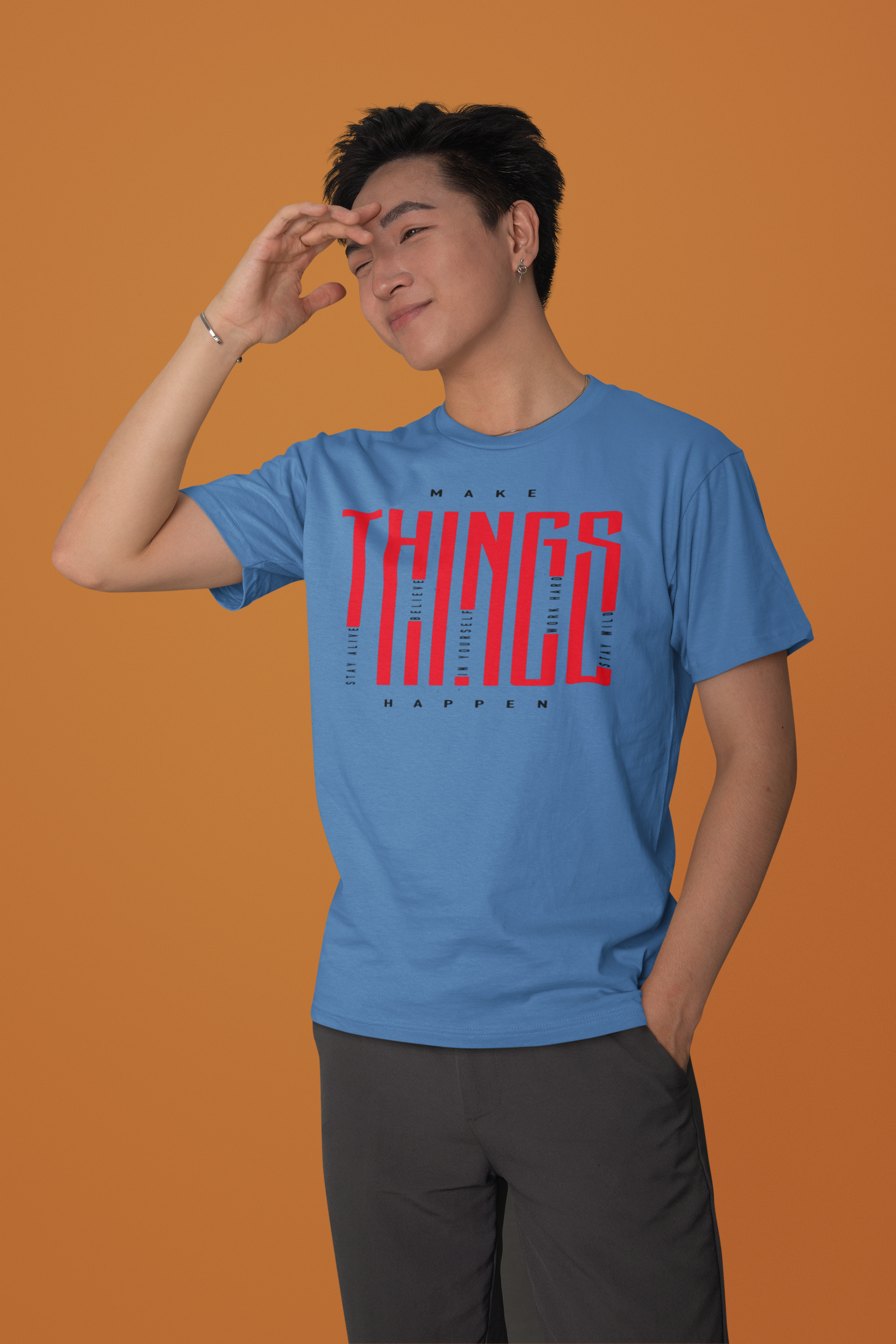 Men’s Regular Fit Cotton T-Shirt| Make Things Happen | The Mirai