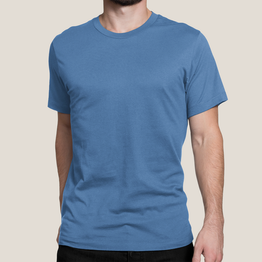 Men's Steel Blue Plain T-Shirt