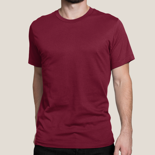 Men's Maroon Plain T-Shirt