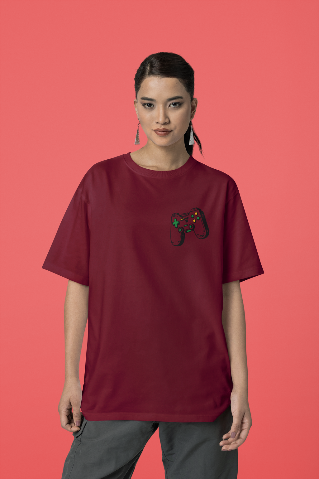 Women's "Tap Tap Gaming" Printed Oversized T-shirt | Available in 2 Colors