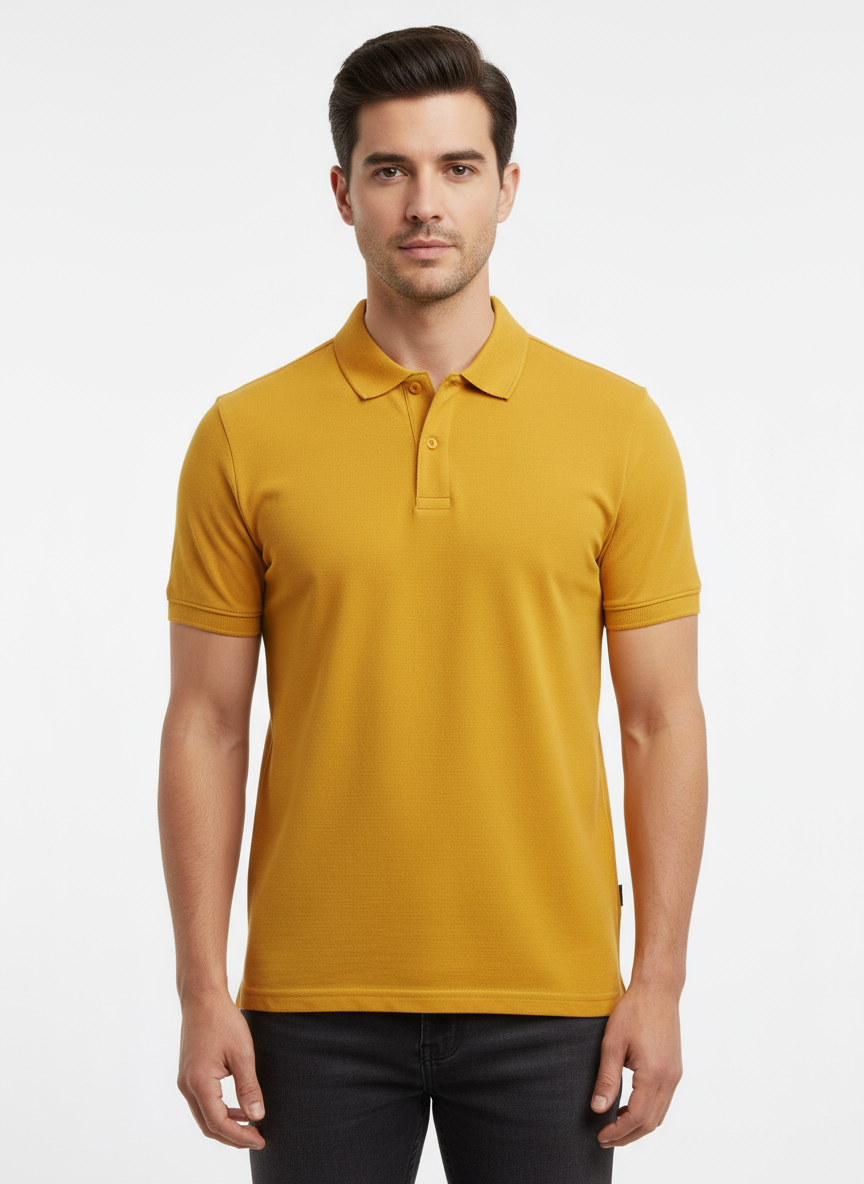 Men's Solid Polo T-Shirt | Mustard | The Mirai