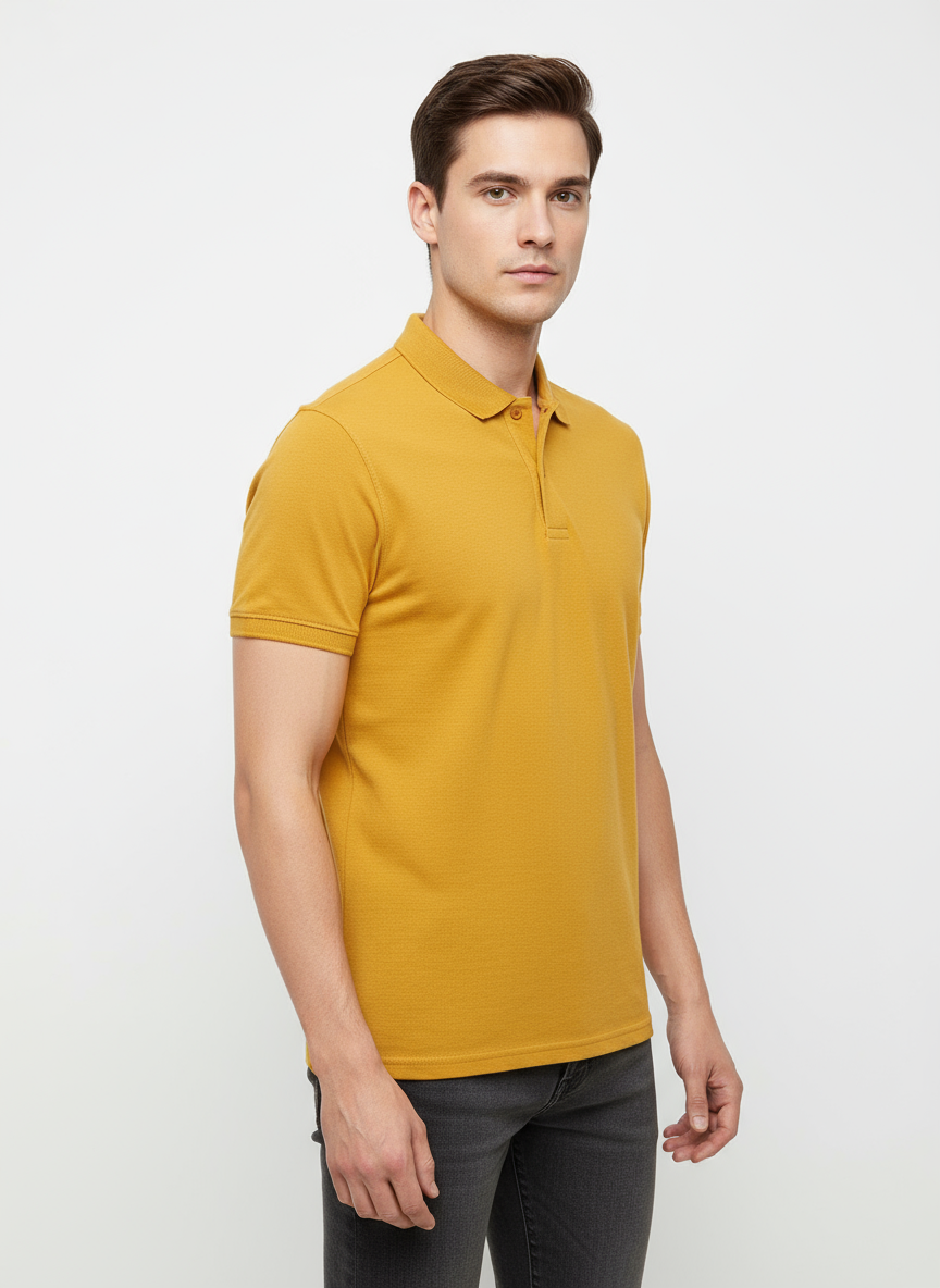 Men's Solid Polo T-Shirt | Mustard | The Mirai