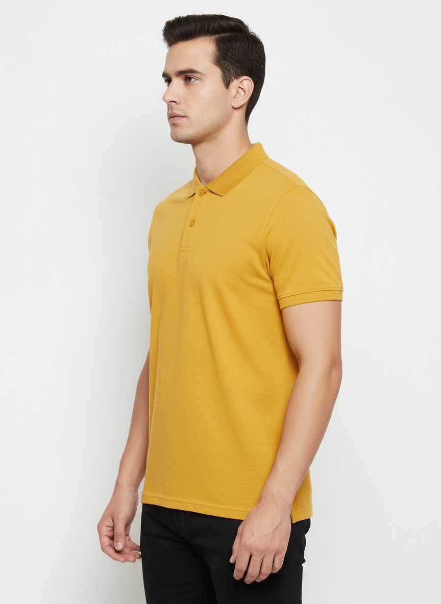 Men's Solid Polo T-Shirt | Mustard | The Mirai