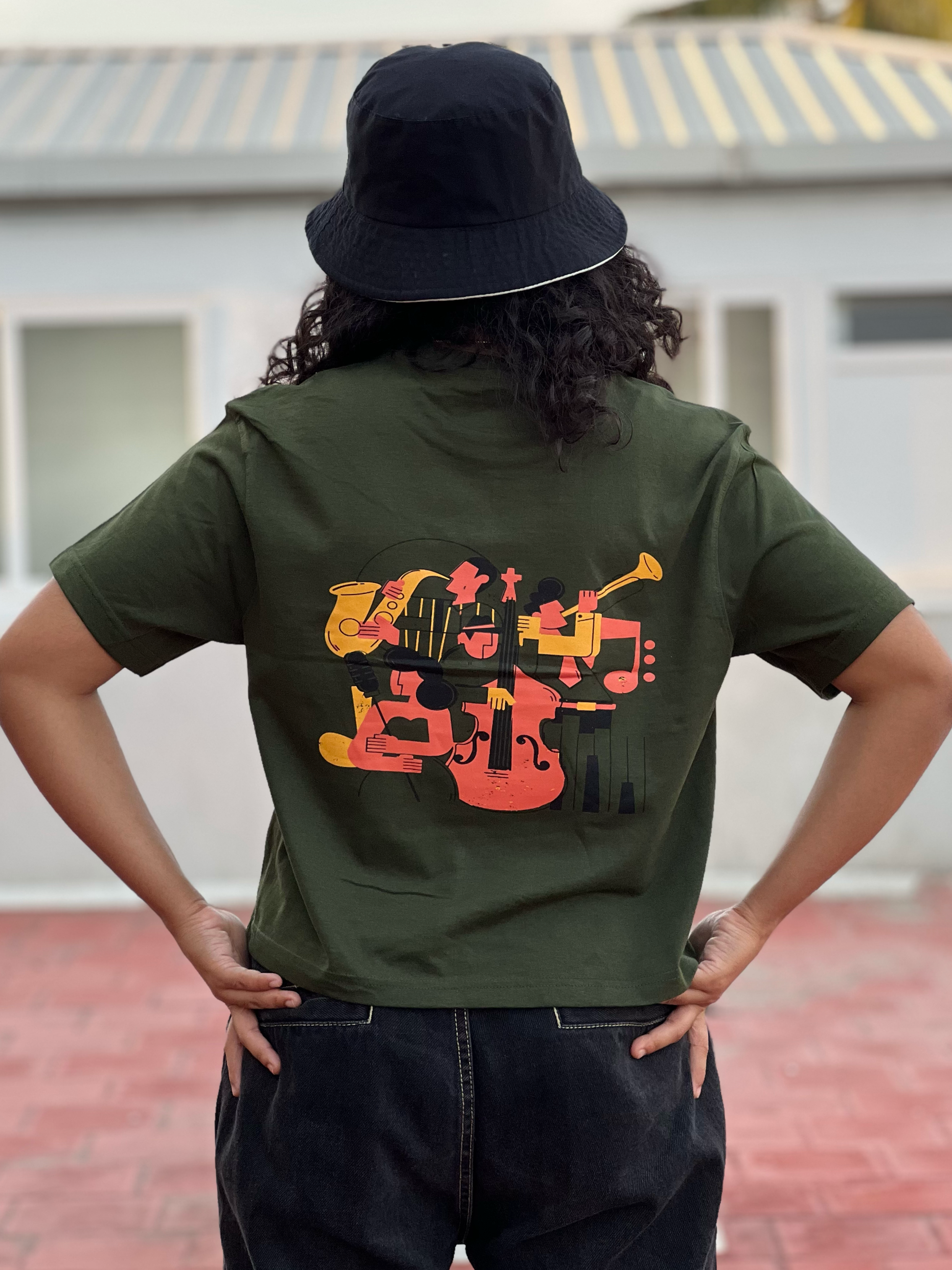 Women's "Jazz Band" Printed Boxy T-Shirt | Available in 4 Colors