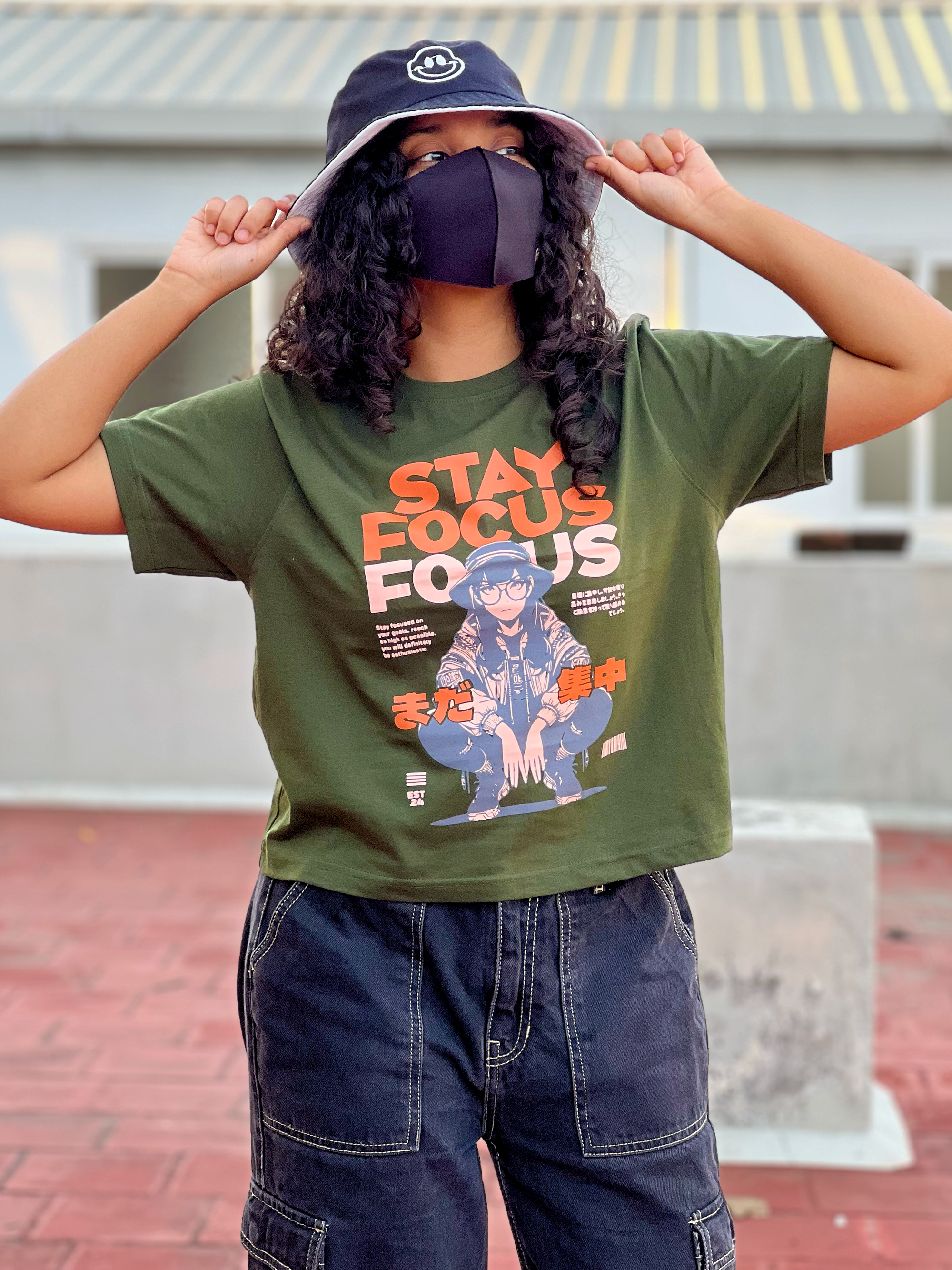 Women's "Stay Focus" Printed Boxy T-Shirt | Available in 3 colors