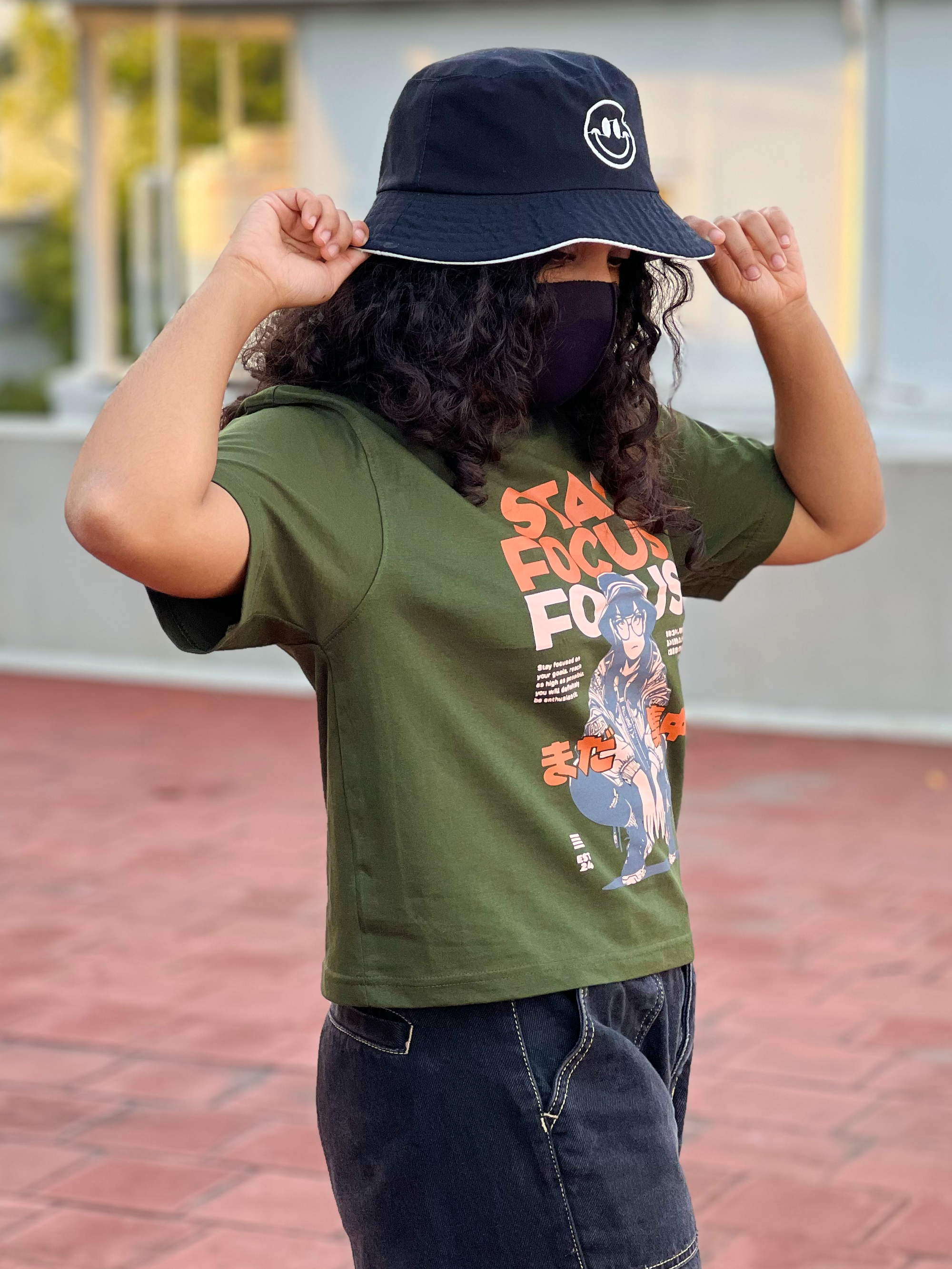 Women's "Stay Focus" Printed Boxy T-Shirt | Available in 3 colors