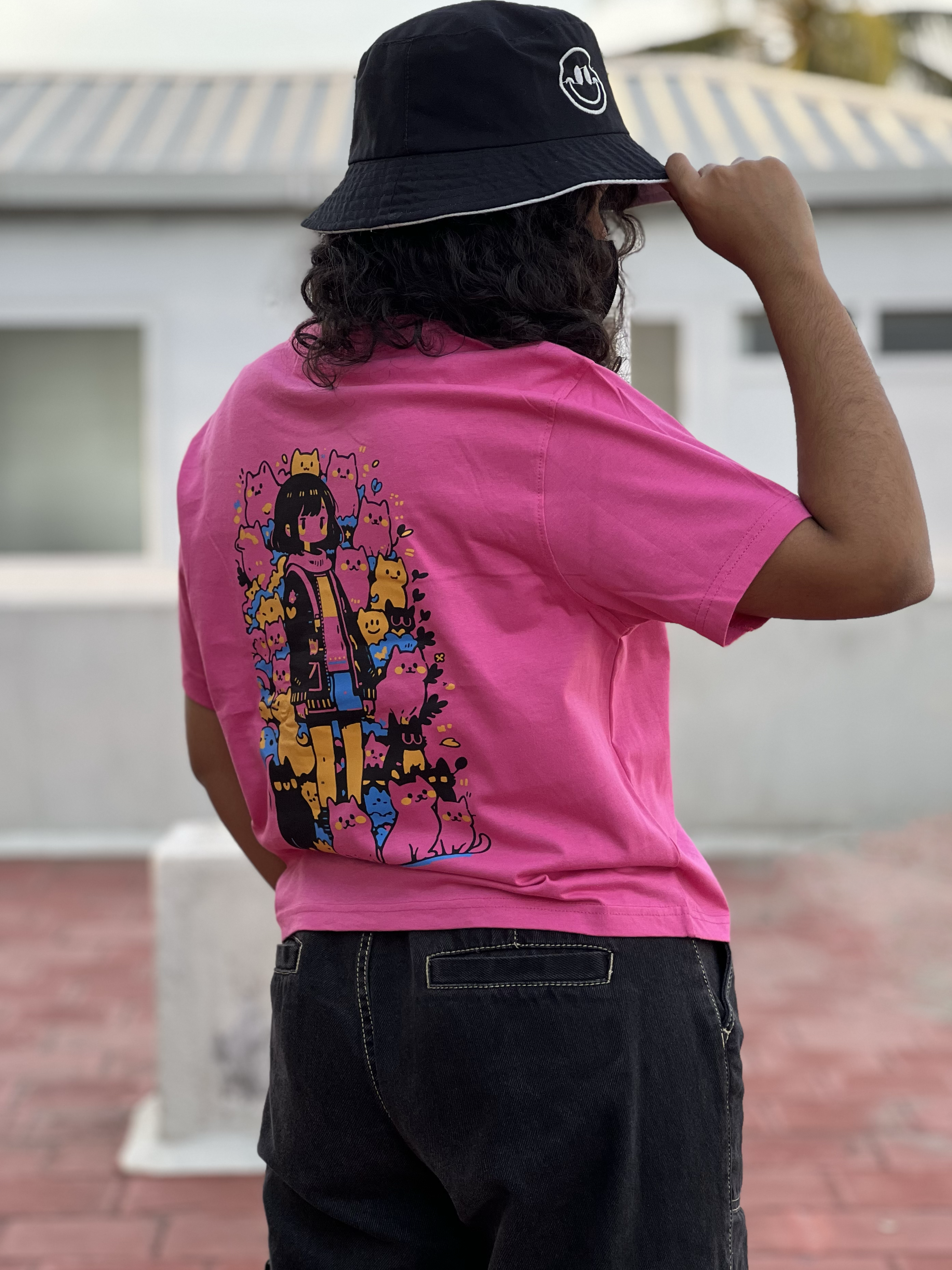 Women's "Cats" Back Printed Boxy T-Shirt | Available in 4 Colors