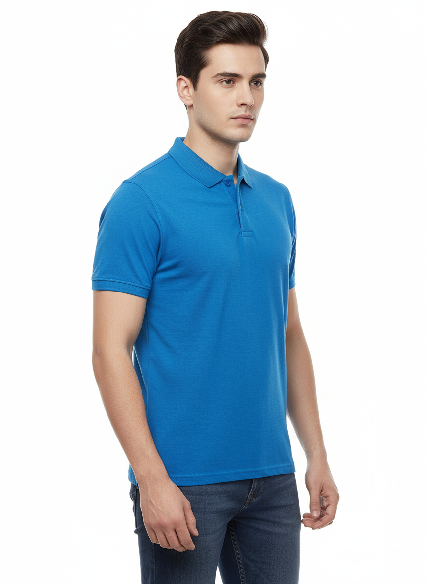 Men's Solid Polo T-Shirt | Teal Blue | The Mirai