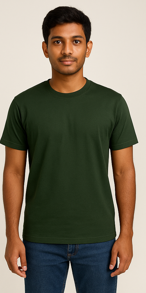 Men's Olive Green Plain T-Shirt
