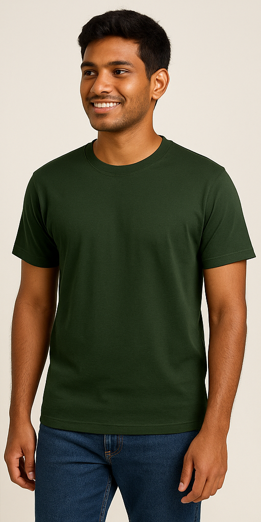 Men's Olive Green Plain T-Shirt