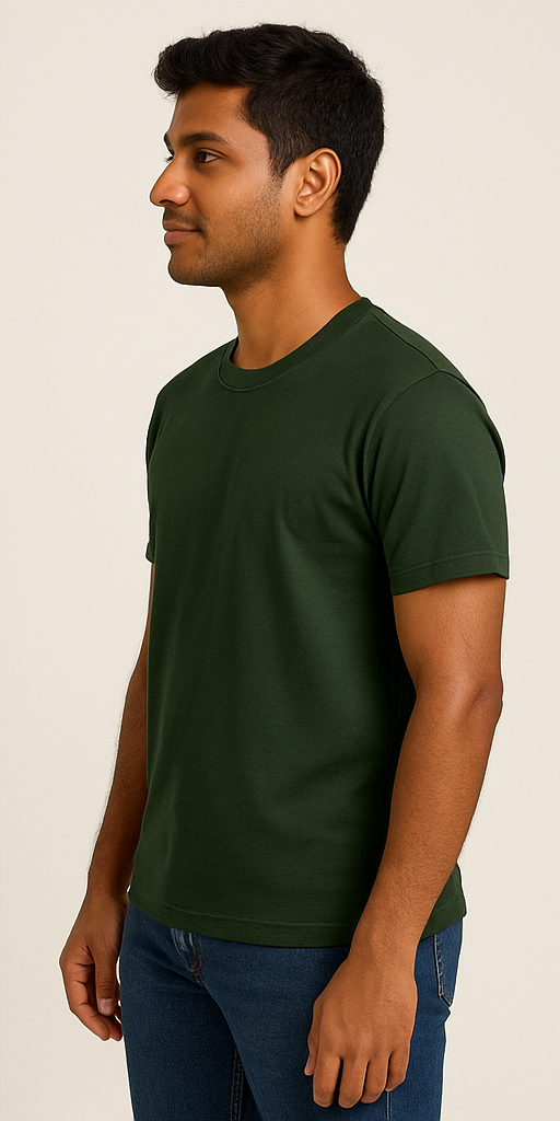 Men's Olive Green Plain T-Shirt