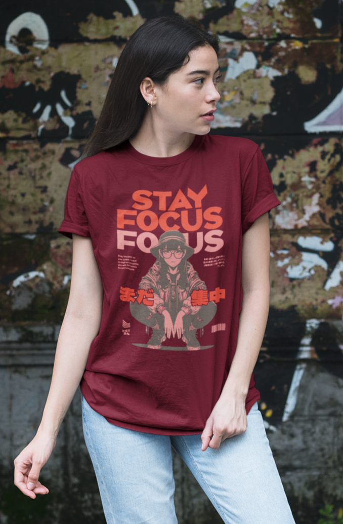 Women's "Stay Focus" Printed T-Shirt | Available 3 Colors