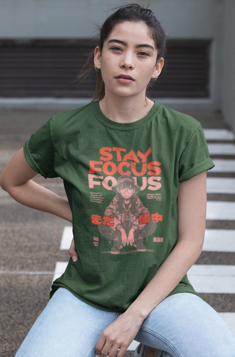 Women's "Stay Focus" Printed T-Shirt | Available 3 Colors