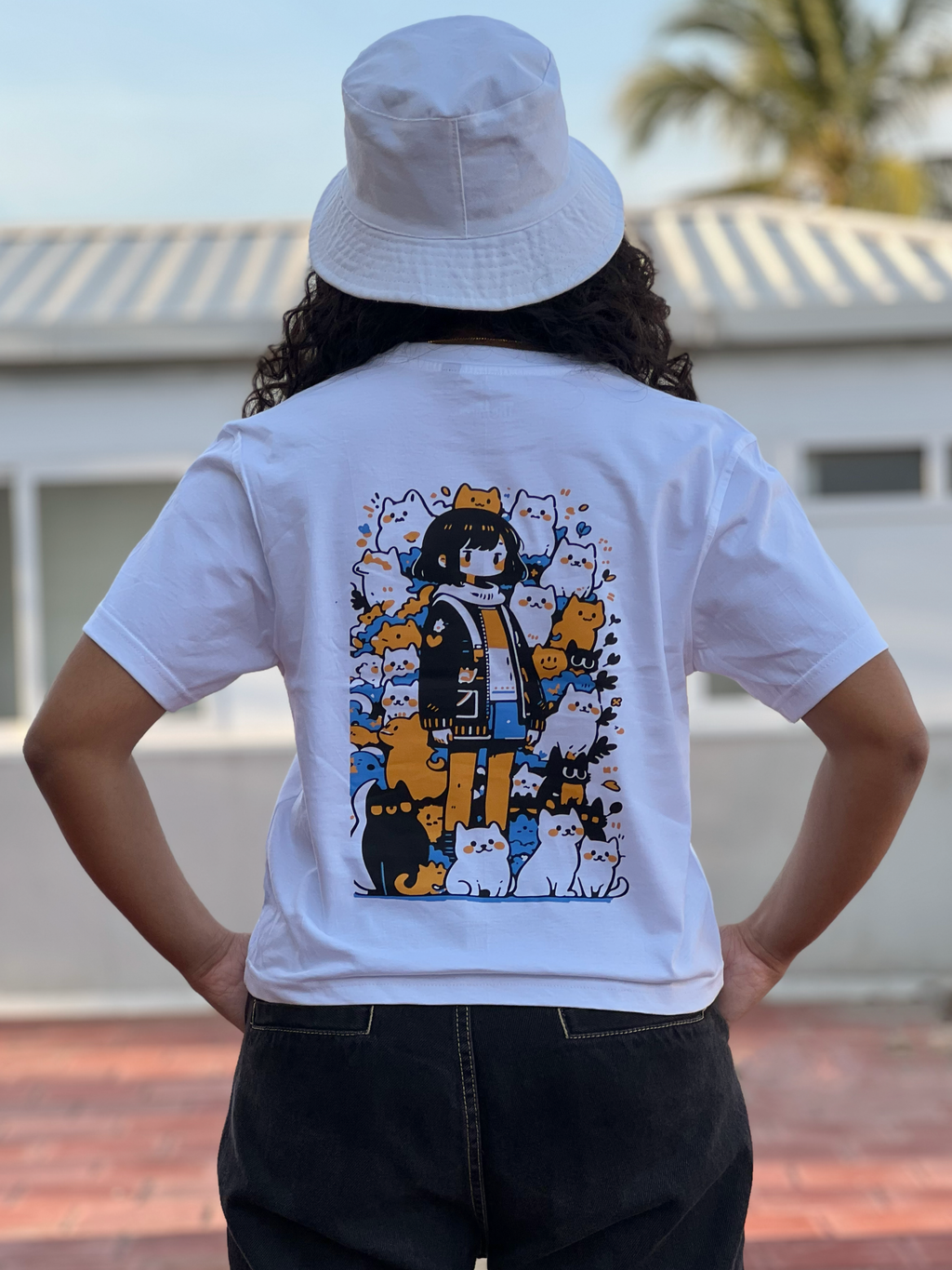 Women's "Cats" Back Printed Boxy T-Shirt | Available in 4 Colors
